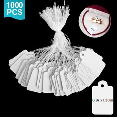 1000 Blank White Merchandise Price Tags with Strings Retail Strung Label