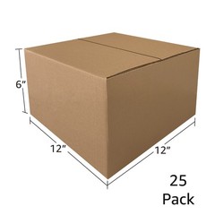 UOFFICE Flat Corrugated Boxes 12″ x 12″ x 6″ Bundle of 25 Shipping Boxes
