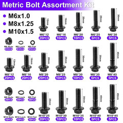400Pcs Metric Flange Bolt Assortment, Nuts and Bolts Assortment Kit, 10.9 Grade