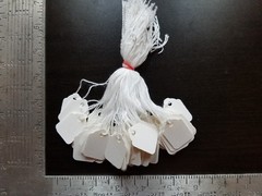 100 Blank White Merchandise Price Tags with Strings Size #3 Retail Strung Label