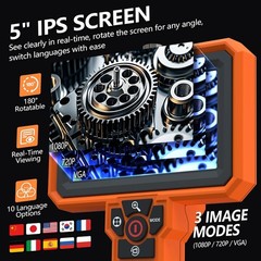 16GB Handheld Inspection Camera, 7.2” Screen, Rechargeable Borescope, 8 LED Ligh