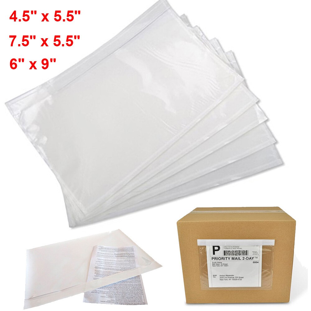100-500 Packing List Envelopes 4.5×5.5 7.5×5.5 6×9 Clear Self Seal Label Pouches