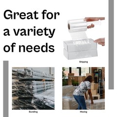 90 Gauge Cast Hand Stretch Wrap 5″ x 1000′ Plastic Bundling Shrink Film 12 Rolls