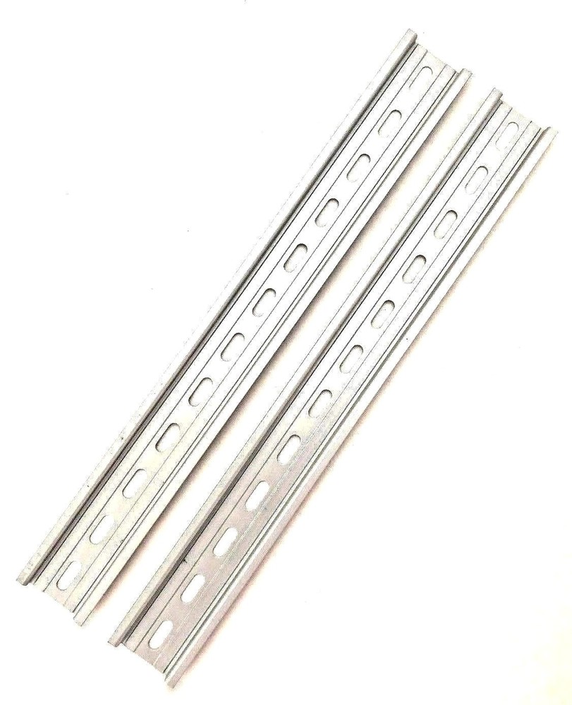 2 Pieces DIN Rail Slotted Aluminum RoHS 12″ Inches Long 35mm 7.5mm T&G