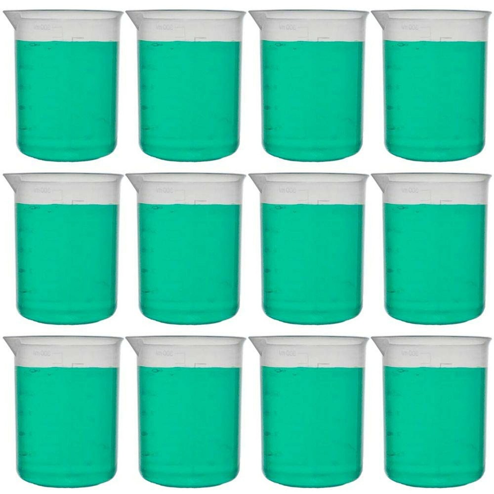 250ml Plastic Beaker, Low Form, Molded Graduations, Polypropylene (Pack of 12)
