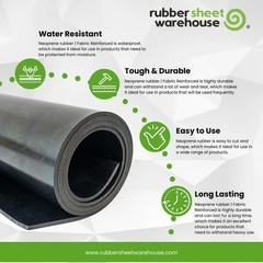Neoprene Rubber Fabric Reinforced 1/4″ Thick x 12″ wide x 12″ Long, Black