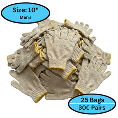 300 Pairs – Cotton Blended String Knit Gloves – Men’s Size – Tan