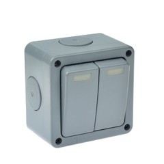 2 Gang IP66 Weatherproof Outdoor Light Switch 10A 110-250V SPDT for Yard Garage