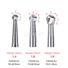 AZDENT Dental Surgical Handpiece FG Bur Tungsten Carbide Round/Straight Fissure