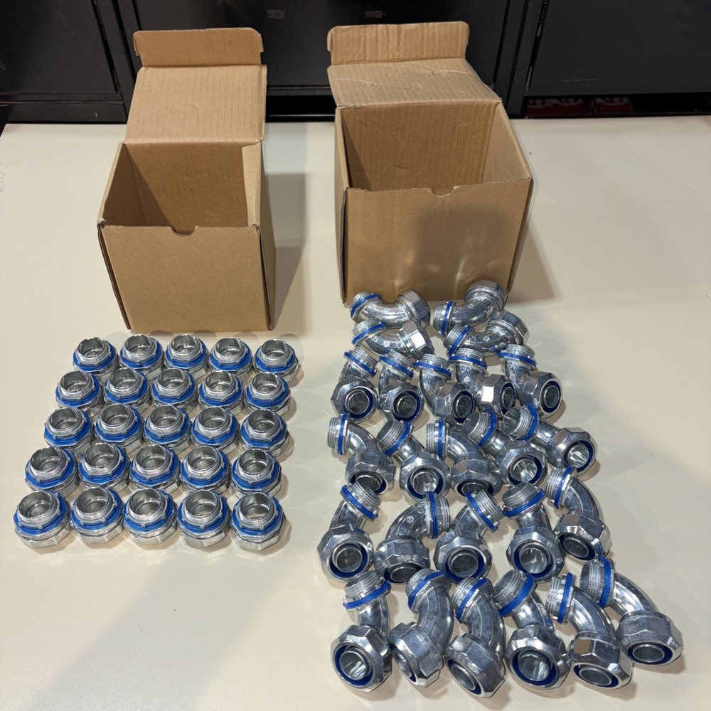50 pcs. Sealproof Liquidtight 3/4” Qty 25 straight + qty 25 90 deg ZINC DIECAST