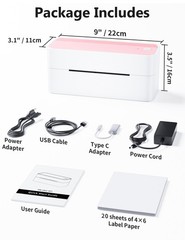 Phomemo Bluetooth Thermal Label Printer, 241BT 4X6 Wireless 4×6, PINK