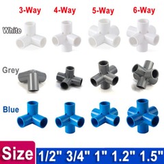 3/4/5/6-Way Elbow Connector Pipe Fittings 1/2″ 3/4″ 1″ 1.2″ 1.5″ White Blue Grey