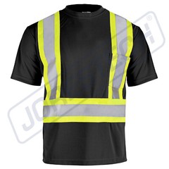 Hi Vis Black Shirt ANSI Class 1 Reflective Safety Short Sleeve HIGH VISIBILITY