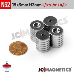 15mm x 3mm Hole 3mm N52 Strong Countersunk Ring Rare Earth Magnet 15x3mm