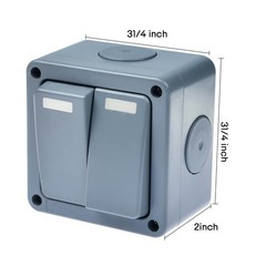 2 Gang IP66 Weatherproof Outdoor Light Switch 10A 110-250V SPDT for Yard Garage