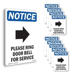 Please Ring Door Bell OSHA Notice Rigid Plastic Sign 18 Inch x 12 Inch – 10 Pack