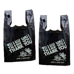 Black Thank you bags, HEAVY DUTY 22MIC bags, Black Plastic Bags with handle, …