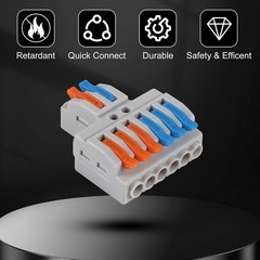 10 pcs Lever Wire Connectors (2 in 6 Out),Quick Wiring Cable 10Pcs 2 6 out