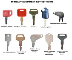 10 Heavy Construction Equipment Ignition Key Set For JD Case Komatsu Caterpillar