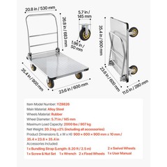 Uimoso Foldable Platform Cart 2000lbs Capacity Heavy Duty Hand Truck with Wheels