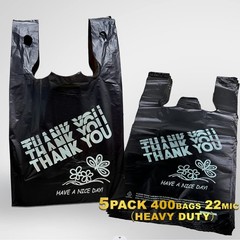 Black Thank you bags, HEAVY DUTY 22MIC bags, Black Plastic Bags with handle, …