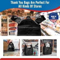 500 Count Plastic T-shirt Bags Black 12″x 6.5″x 21″Grocery Trash Take Out To Go