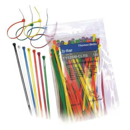 Ty-Rap Ty525m-Clrs Cable Tie Kit, 7-1/2 In L, 1.89 In Max Bundle Dia., Assorted