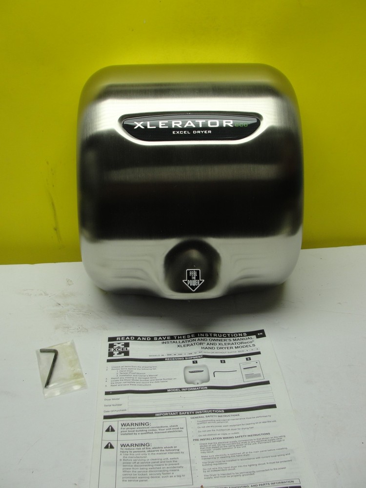New Open Box Excel Hand Dryer XLERATOR XL-SB-ECO 110V/120V 50/60hz Stainless.