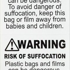 SUFFOCATION WARNING Labels/Stickers (2 x 2) – FBA Approved – (8) Rolls of 500