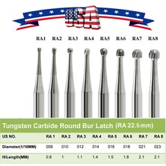Dental Carbide Round Burs Length Latch Burs Low Speed CA RA 1 2 3 4 5 6 7 8 ty