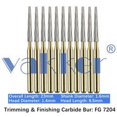 10/Pack Dental Trimming & Finishing Gold Carbide Burs Round Needle Egg FG7106