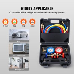 VEVOR AC Manifold Gauge Set 3-Way Fit R134A R22 R12 R502 Refrigeration Charging