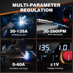 ARCCAPTAIN 135A MIG Welder Flux Core MIG Lift TIG Stick Large LED Display Welder