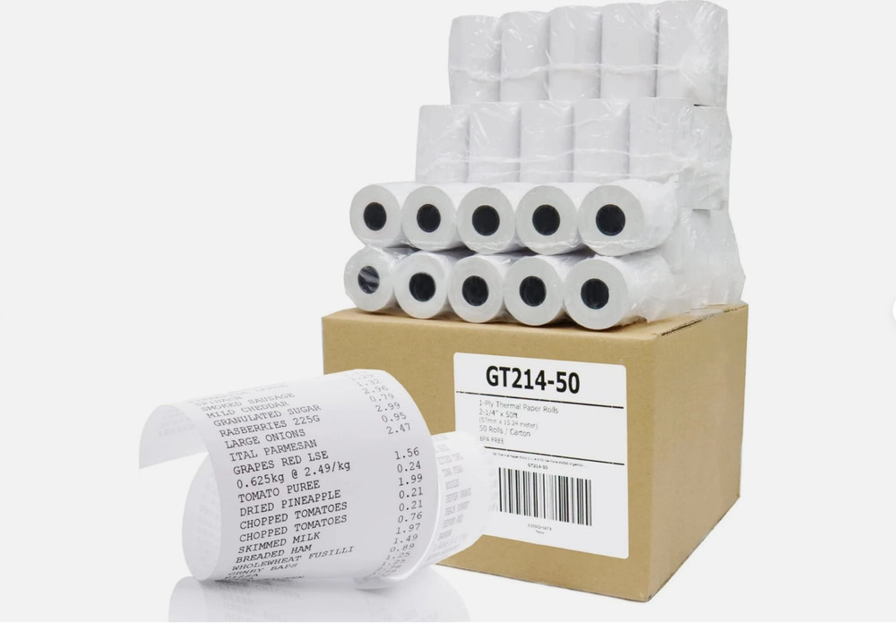Thermal Paper Receipt Rolls 2.25″ x 50ft, GT214-50 50 Rolls/Box