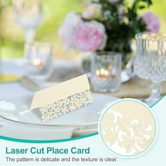50 Pcs Place Cards, Leaves Table Place Cards, Beige