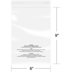 200 6 x9 Poly Bags Resealable Suffocation Warning Clear 1.5 mil Shirt Apparel