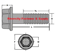 M10-1.5×100 Hex Head Flange Bolts 10mm x 100mm Flare Screws M10x1.5 x 100