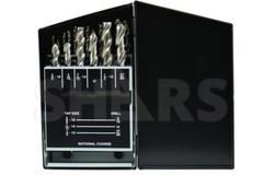 18pcs #6-32 to 1/2-13 NC #36 to 27/64 HSS Spiral Flute Plug Tap & Drill Set P}