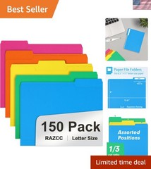 File Folder, 150 Pack 1/3 Cut Tab Colored File Folders, File Folder Letter Si…