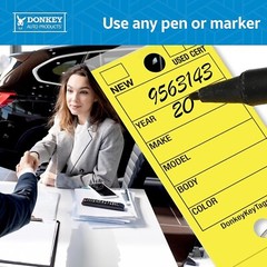 Donkey Key Tags, Laminated Self-Protecting (250 Tags Per Box with Metal Rings) (