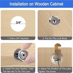 Keyed Alike Cam Locks for Cabinets, Drawers, and Toolboxes – 4 Pack