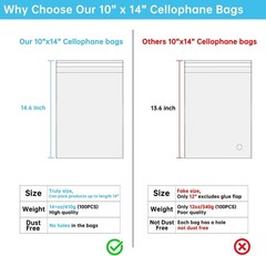 Jadairy Clear Self Sealing Cellophane Bags 10×14 in OPP Shirt Packaging 100 Pcs