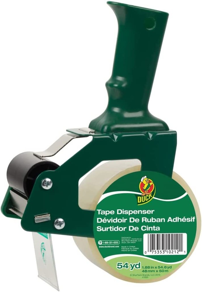 Duck Brand Standard Packaging Tape Gun Dispenser, Includes 1 Roll of 54 Yard