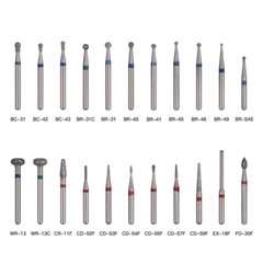 Dental Diamond FG Burs for High Speed Handpiece Friction Grip 1.6mm 100 Types