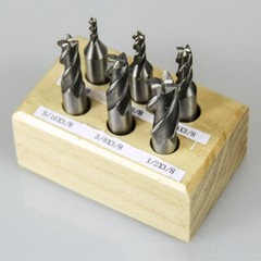 6 PC HSS 4 FLUTE END MILL SET 1/8″-1/2″ 3/8 SHANK MILLS W/ 3/16″, 5/16″,1/4″ 4FL