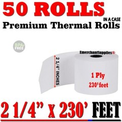 2 1/4″ x 230′ BPA Free Thermal Paper Receipt Rolls – 50 Rolls/Case