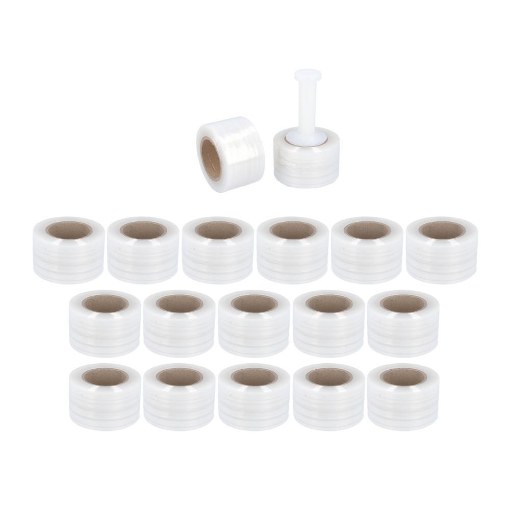 Mini Stretch Film Shrink Wrap, 18 Rolls, 3″x700′, 120 Gauge, with Plastic Handle