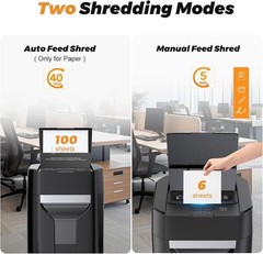 QUIETLEMON 100-Sheet Auto Feed Paper Shredder 4.5 Gall Commercial P-4 Cross Cut.