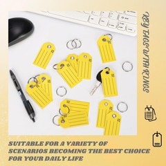 250 Yellow Key Tags with Labels & Rings – 1.38×2.76 Inches, Ideal for Car Dealer