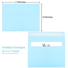 50 Packs Blue 5×7 Envelopes, Envelopes 5×7, A7 (5.25×7.25in),